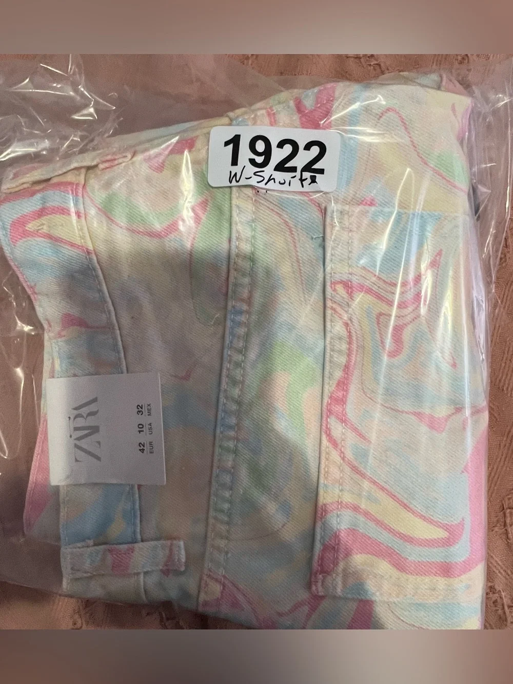 New Zara Pastel Swirl Multicolored Y2K, Candycore Denim Women’s Shorts Sz 10